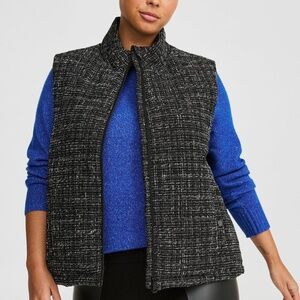 Torrid - Boucle Black Textured Zip-Front Puffy Quilted Puffer Vest -
